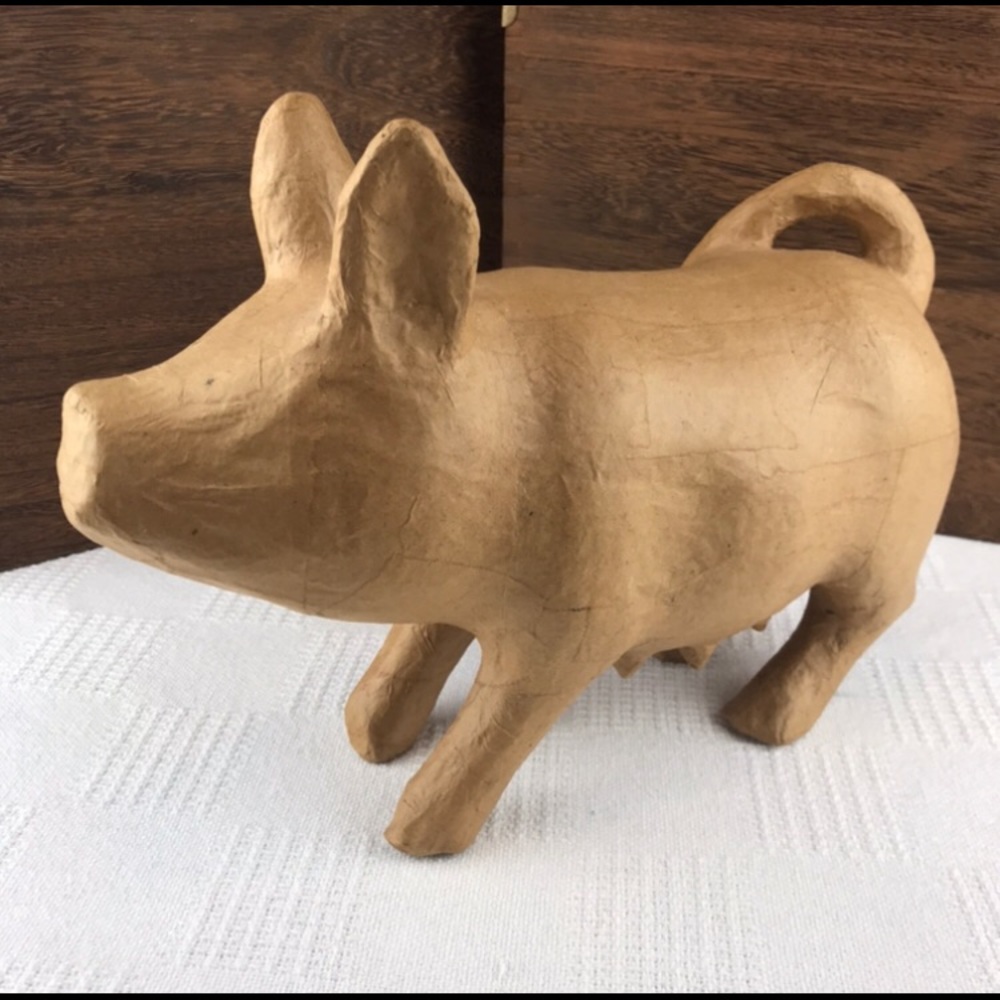 Vintage Paper Mache Pig Decor for Neutral Room